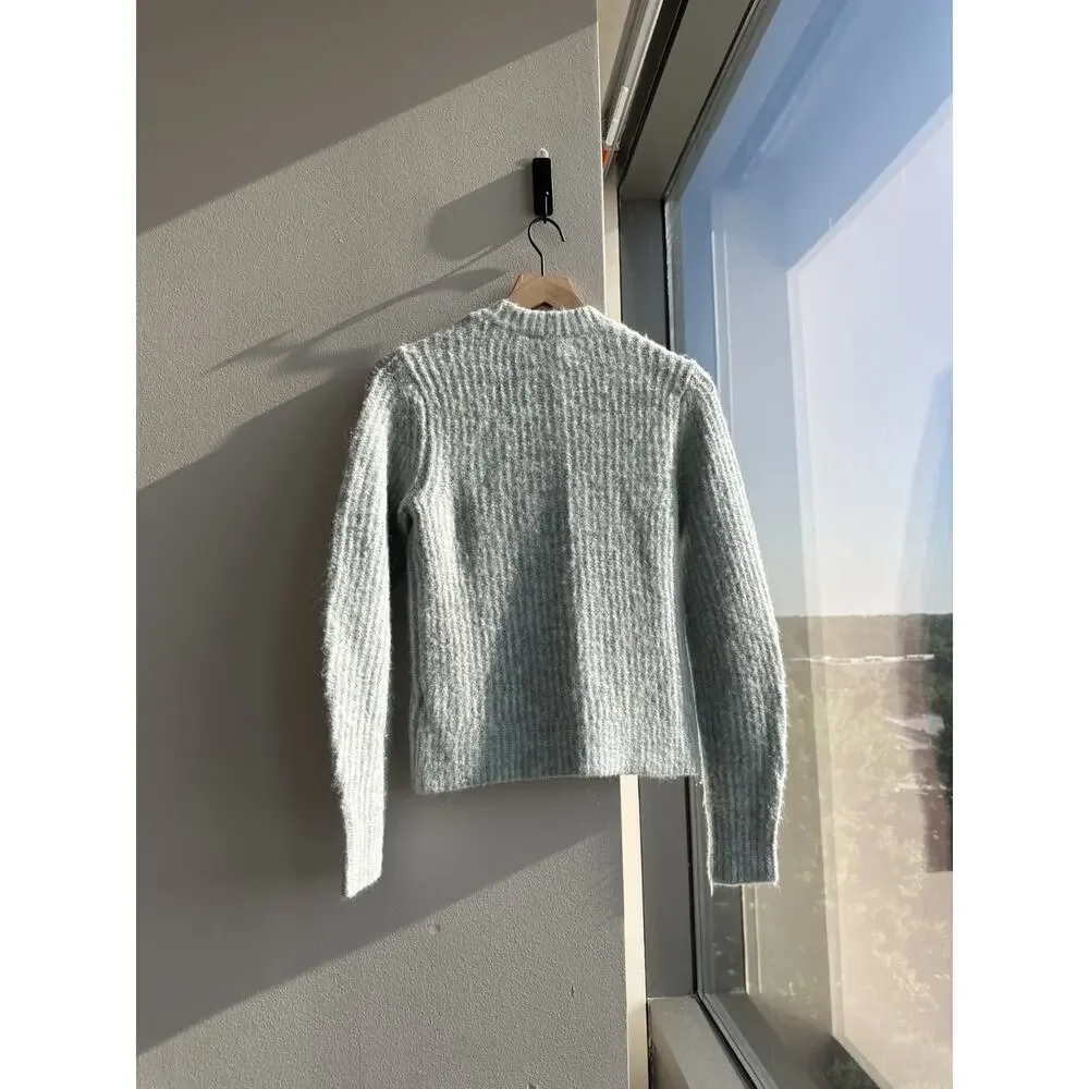 Rag & Bone Gray Jonie Rib Knit Alpaca Blend Crewneck Sweater Sz SP